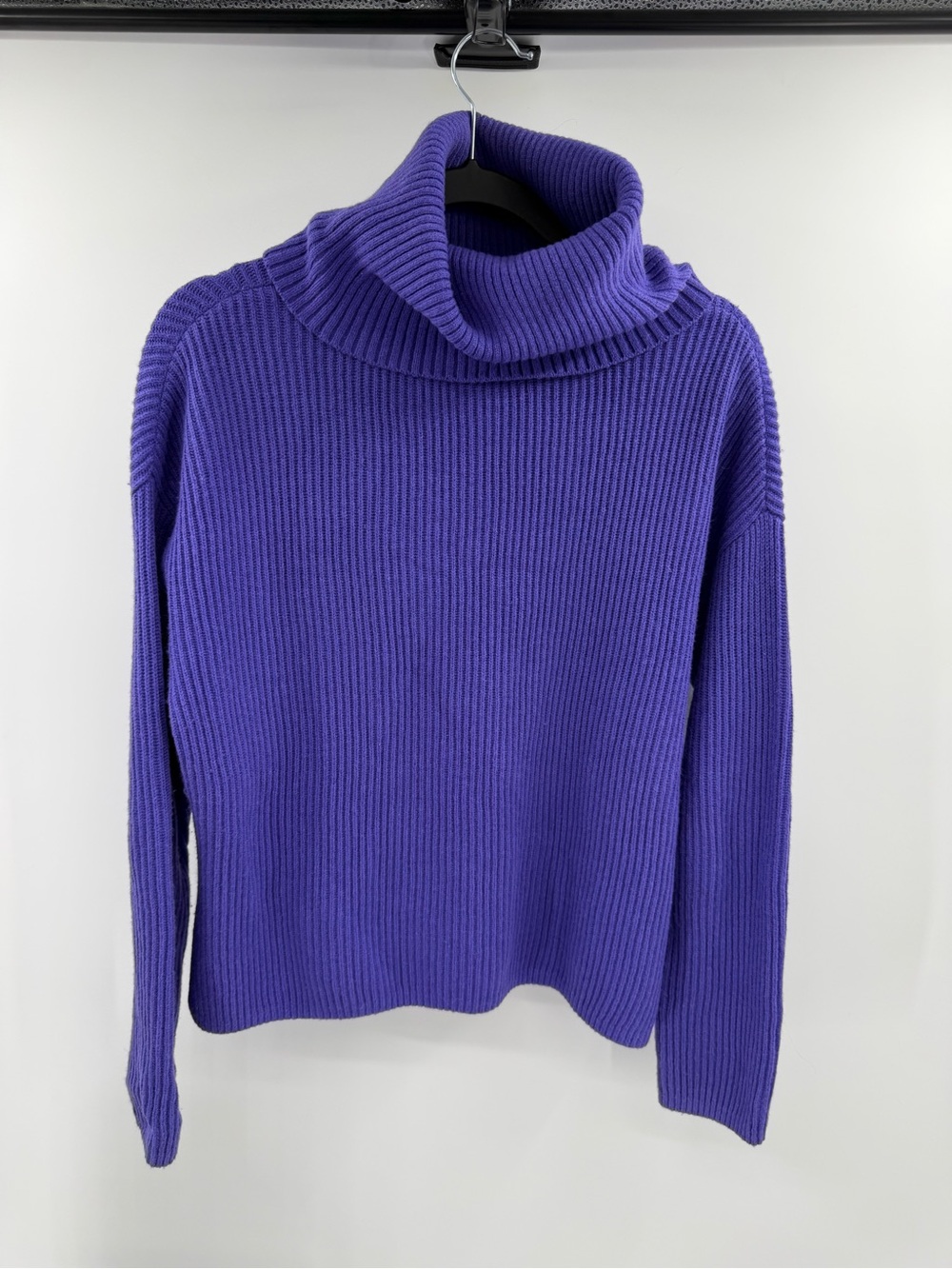 Banana Republic Italian Wool Cashmere Purple Ribbed Cowl Turtleneck Sweater XS - Picture 2 of 5